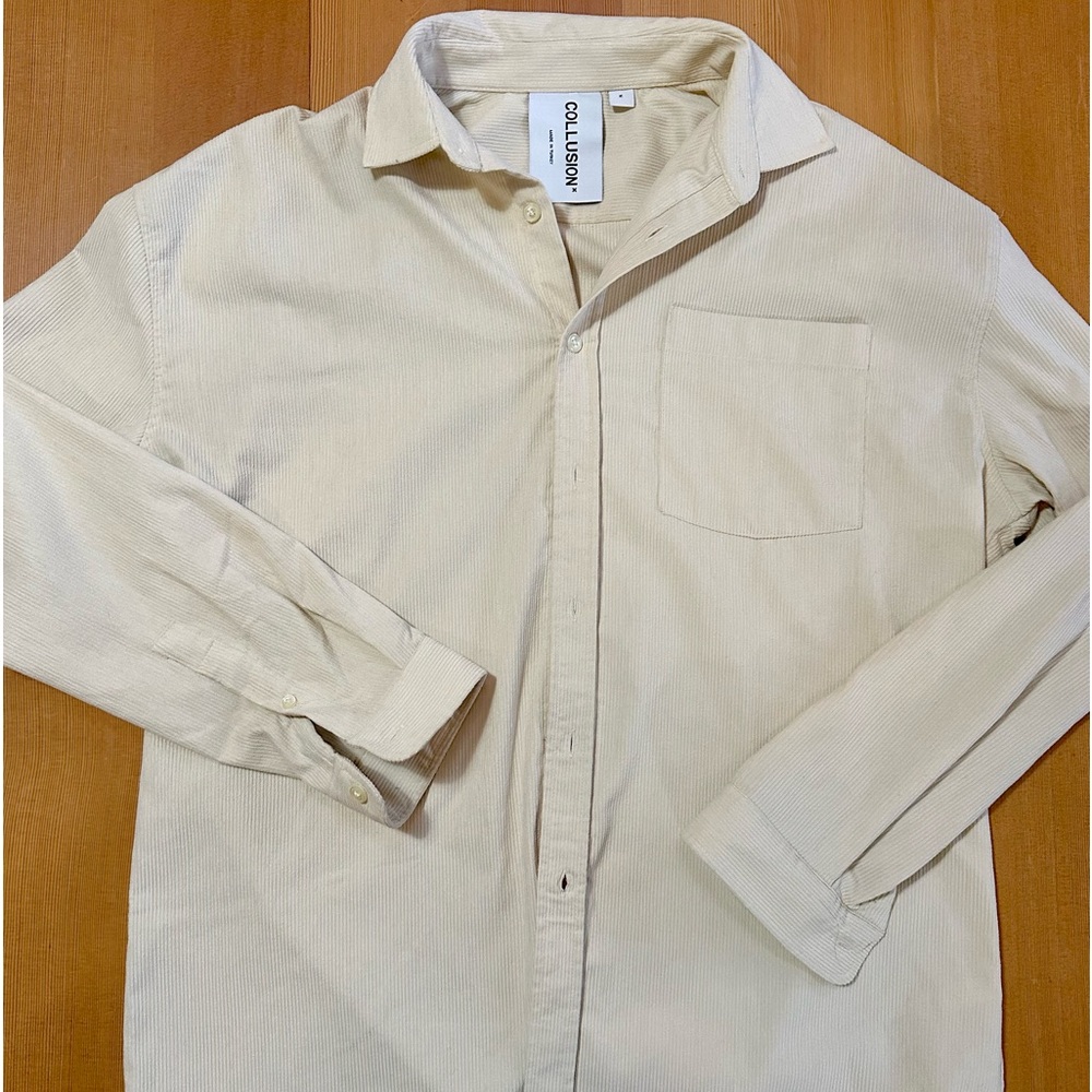 ASOS collusion cream corduroy button down top